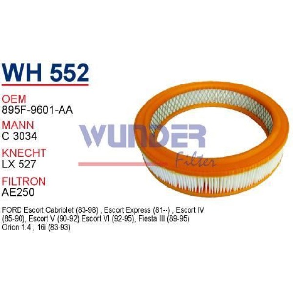WUNDER WH552 Hava Filtresi Ford Escort Cl