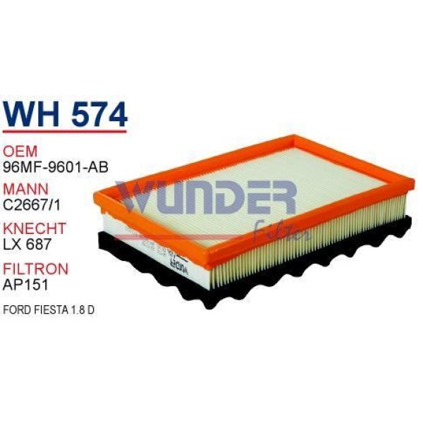 WUNDER WH574 Hava Filtresi Ford Fiesta 1.8 Diesel - Puma 95