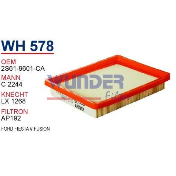 WUNDER WH578 Hava Filtresi Fiesta V -02 , Fusion /Fusion Plus -02 