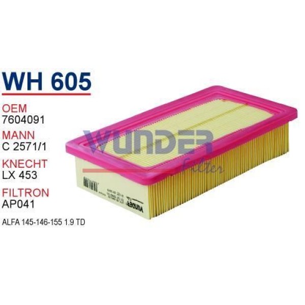 WUNDER WH605 Hava Filtresi Tempra Tipo / 155 159 1.6 2.0 