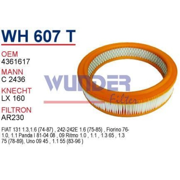 WUNDER WH607T Hava Filtresi Fiat Murat 131 (İçi Telli)