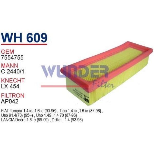 WUNDER WH609 Hava Filtresi Fiat Uno 70 İe 1400 Motor