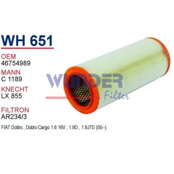 WUNDER WH651 Hava Filtresi Fiat Doblo 1.9 Diesel