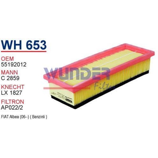 WUNDER WH653 Hava Filtresi 500 Albea Doblo Fiorino Idea Panda Punto / Ka 1.2 1.4 16V