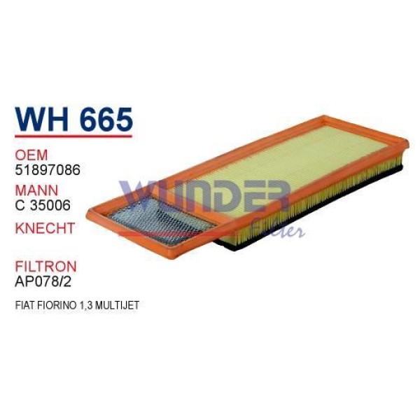 WUNDER WH665 Hava Filtresi Fiat Fiorino-Panda-Qubo-500L- Citroen Nemo -Peugeot Bipper 1,3 Multijet 