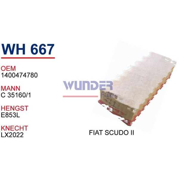 WUNDER WH667 Hava Filtresi Fiat Scudo II 