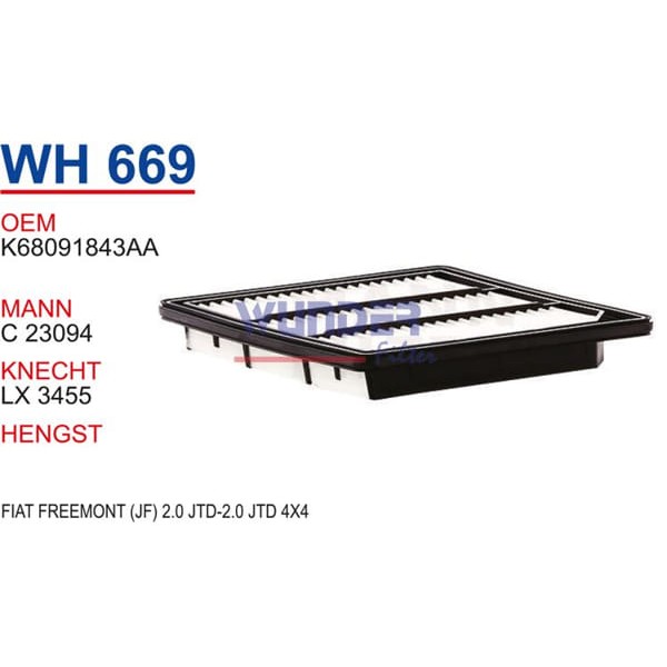 WUNDER WH669 Hava Filtresi Fiat Freemont (Jf) 2.0 Jtd-2.0 Jtd 4X4