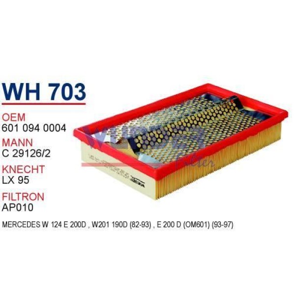 WUNDER WH703 Hava Filtresi Mercedes 124 Kasa E200 D - 201 Kasa 190 D 