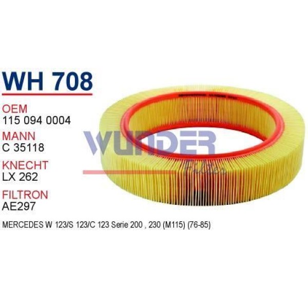 WUNDER WH708 Hava Filtresi Mercedes 123 Kasa 200 - 230 Benzinli
