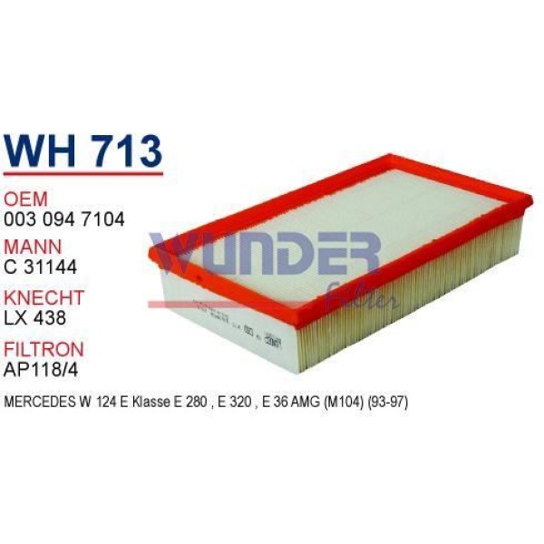 WUNDER WH713 Hava Filtresi Mercedes 124 Kasa E280 - E320 