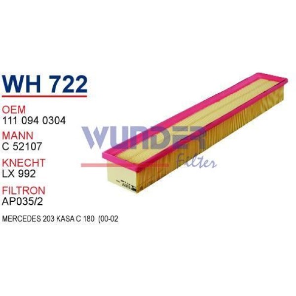 WUNDER WH722 Hava Filtresi Mercedes 203 Kasa C 180 (00-02) 