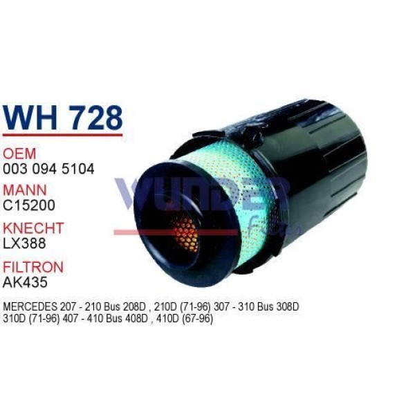 WUNDER WH728 Hava Filtresi Mercedes 208 Bus 