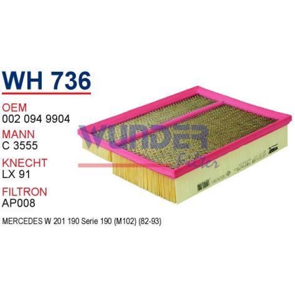 WUNDER WH736 Hava Filtresi Mercedes 190 201 Kasa