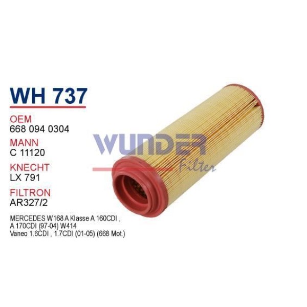 WUNDER WH737 Hava Filtresi Mercedes Vaneo A Class 