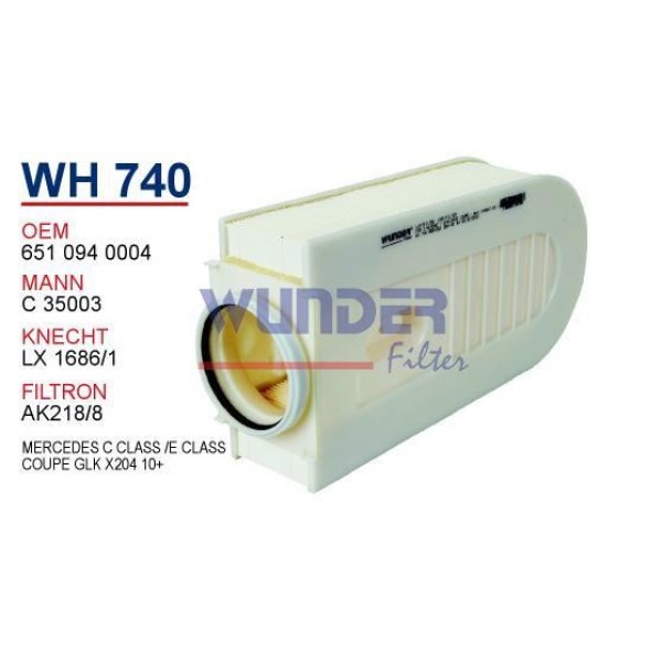 WUNDER WH740 Hava Filtresi Mercedes C-Klasse/ E-Klassecoupe- Glk (X204) 10 -