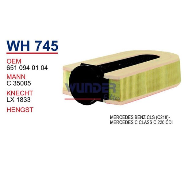 WUNDER WH745 Hava Filtresi Mercedes Benz Cls (C218)-Mercedes C Class C 220 Cdı