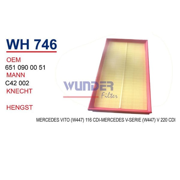 WUNDER WH746 Hava Filtresi Mercedes Vito (W447) 116 Cdı-Mercedes V-Serie(W447) V 220 Cdı 