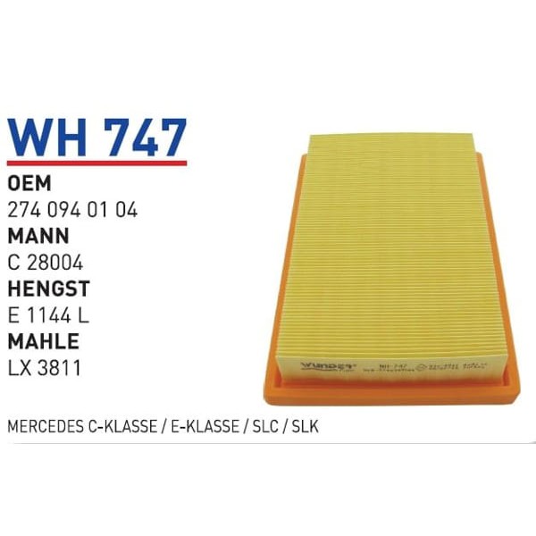 WUNDER WH747 Hava Filtresi Mercedes C-Klasse/ E-Klasse/ Slc / Slk 