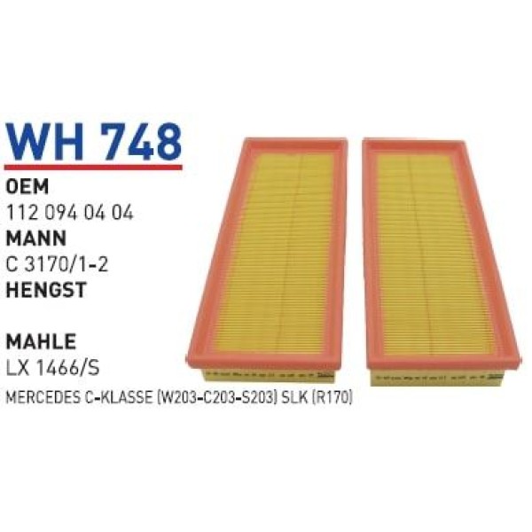 WUNDER WH748 Hava Filtresi Chrsyler Crossfire 3,2 Srt-6 