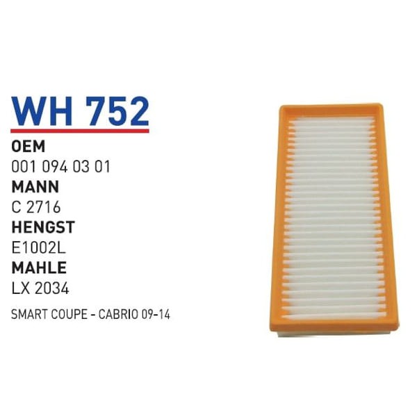 WUNDER WH752 Hava Filtresi Smart Coupe- Cabrio 09-14 