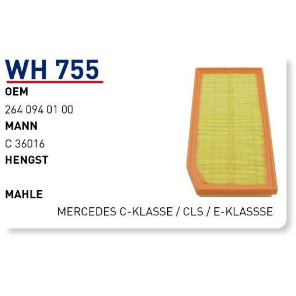 WUNDER WH755 Hava Filtresi Mercedes C-Klasse/ Cls / E-Klassse 