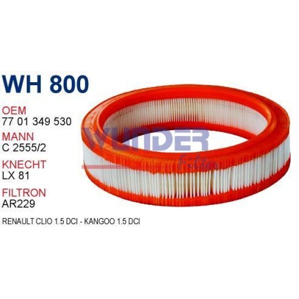 WUNDER WH800 Hava Filtresi Renault 9 R11 R19 C25552 