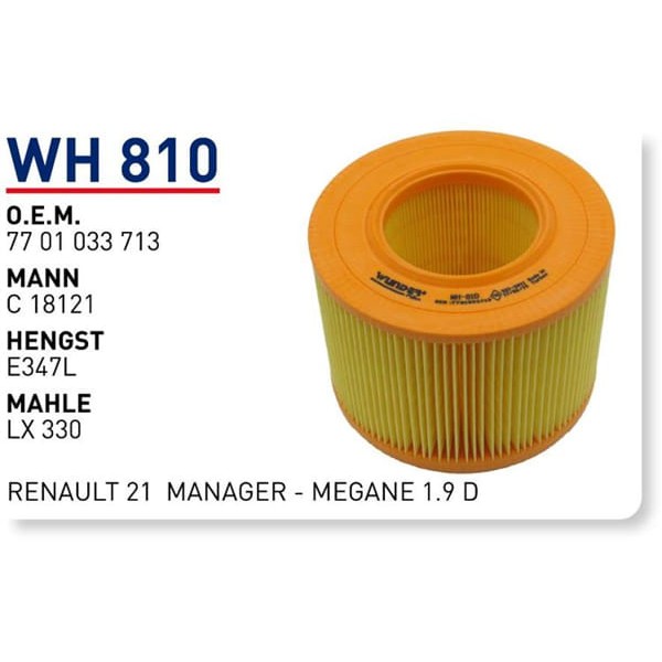 WUNDER WH810 Hava Filtresi R19 1.9D R21 Manager Megane I 2.0