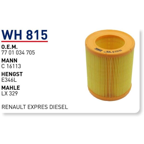 WUNDER WH815 Hava Filtresi Renault Expres Diesel 