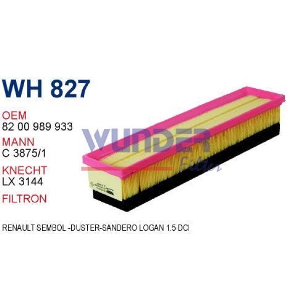 WUNDER WH827 Hava Filtresi Clio Kango 1.5 Dci C3875/1 Fn0102