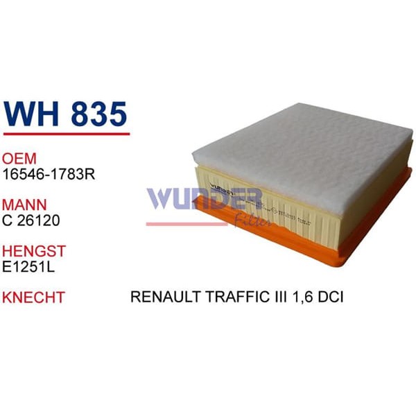 WUNDER WH835 Hava Filtresi Trafic III 14- / Vivaro B 14- 1.6