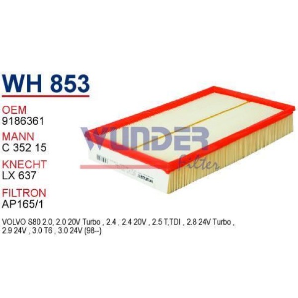 WUNDER WH853 Hava Filtresi Volvo S 80 2.0 20 V Turbo 