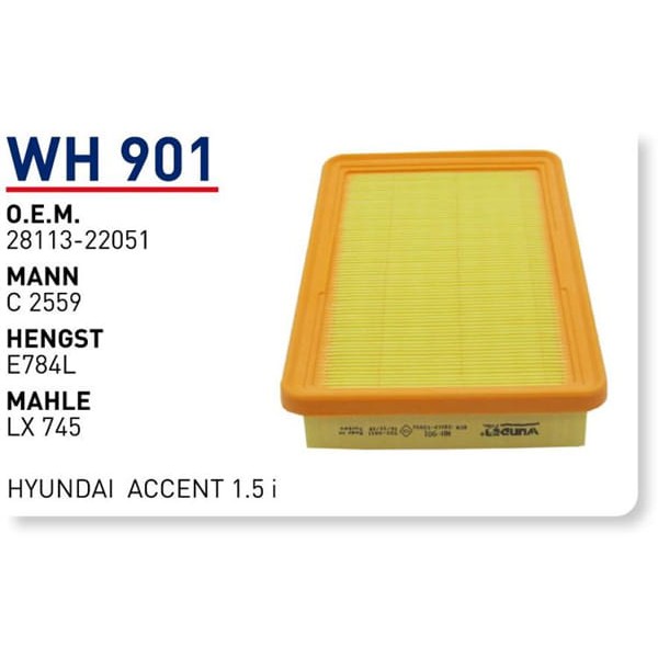 WUNDER WH901 Hava Filtresi Accent 1.5 Inj 28113-22051