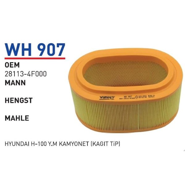 WUNDER WH907 Hava Filtresi H100 Kamyonet 04-11
