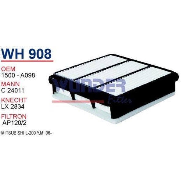 WUNDER WH908 Hava Filtresi Mitsubishi L-200 Yeni Model 06-