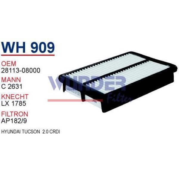 WUNDER WH909 Hava Filtresi Tucson Sportage C2631 Fn0217 