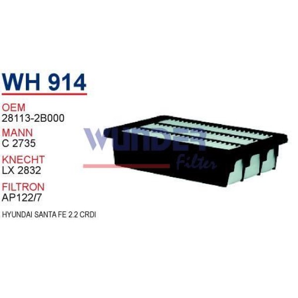 WUNDER WH914 Hava Filtresi Santafe 06- 28113-2B000 C2735 Fn3110 