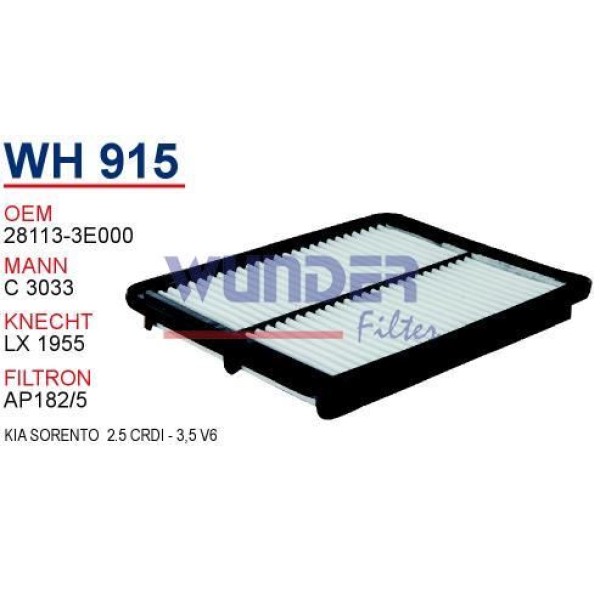 WUNDER WH915 Hava Filtresi Sorento 02-10 2.5 CRDI