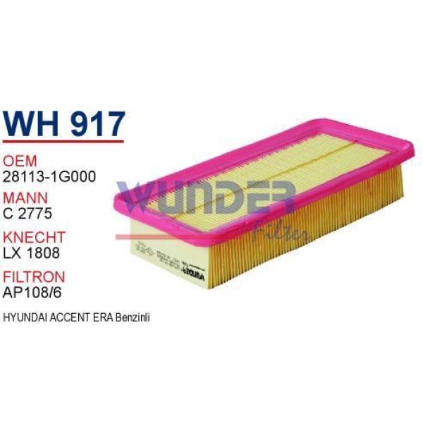 WUNDER WH917 Hava Filtresi Accent Era 07-11 / Rio II 07- Benzinli 