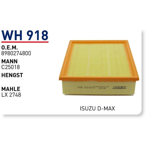 WUNDER WH918 Hava Filtresi Isuzu D-Max 