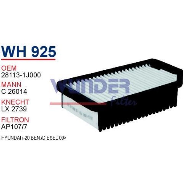 WUNDER WH925 Hava Filtresi Hyundai İ-20 C26014 Fn0127 X
