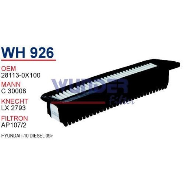 WUNDER WH926 Hava Filtresi Hyundai İ-10 Dizel 09-