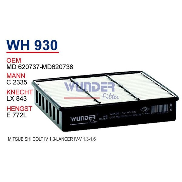 WUNDER WH930 Hava Filtresi Mitsubishi Colt IV 1.3-Lancer IV-V 1.3-1.6