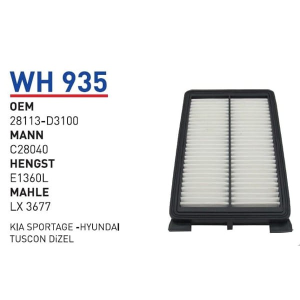 WUNDER WH935 Hava Filtresi Kia Sportage -Hyundai Tucson Dizel