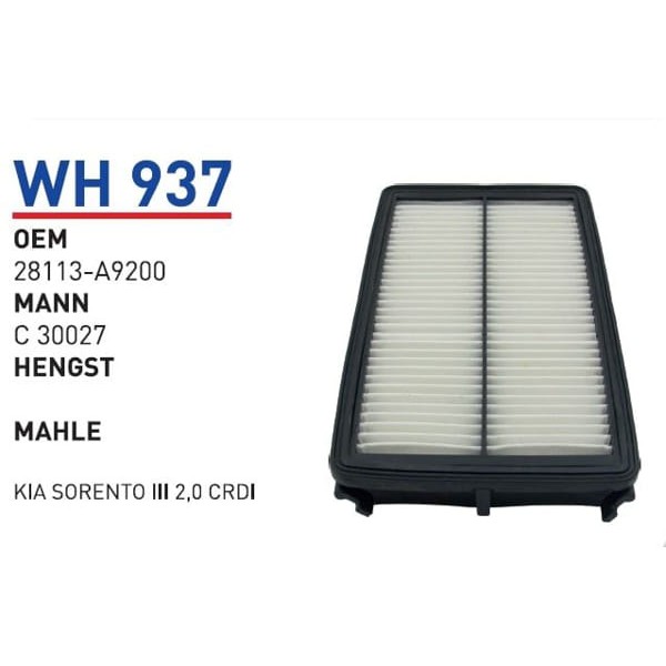 WUNDER WH937 Hava Filtresi Kia Sorento III 2,0 CRDI