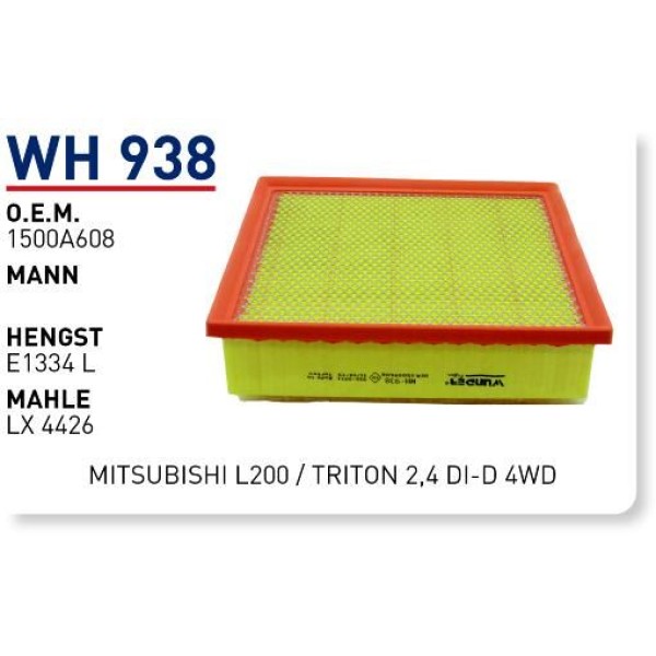 WUNDER WH938 Hava Filtresi Mitsubishi L200 / Triton 2,4 Dı-D 4Wd 