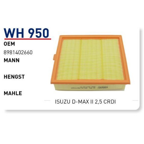 WUNDER WH950 Hava Filtresi Isuzu D-Max II 2,5 CRDI