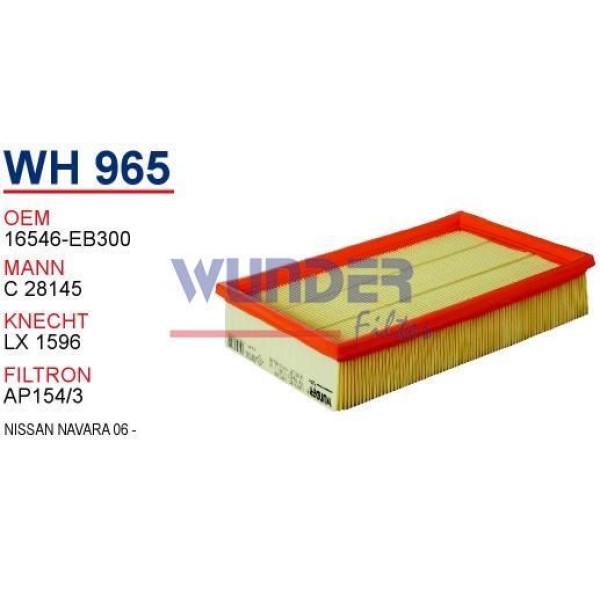 WUNDER WH965 Hava Filtresi Nissan Navara 06 -