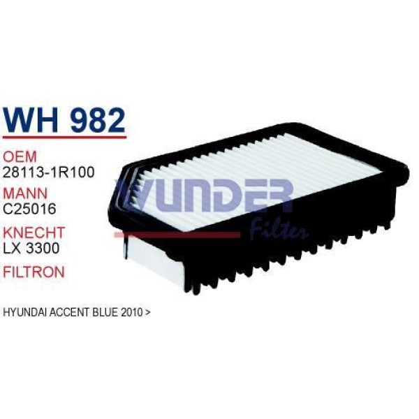 WUNDER WH982 Hava Filtresi Accent Blue C25016 Fn0125 W