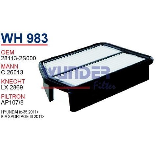 WUNDER WH983 Hava Filtresi İx35-Sportage Yeni Model C26013 Fn0220 