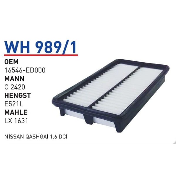 WUNDER WH989 Hava Filtresi Nissan Note Benzinli 07 - 